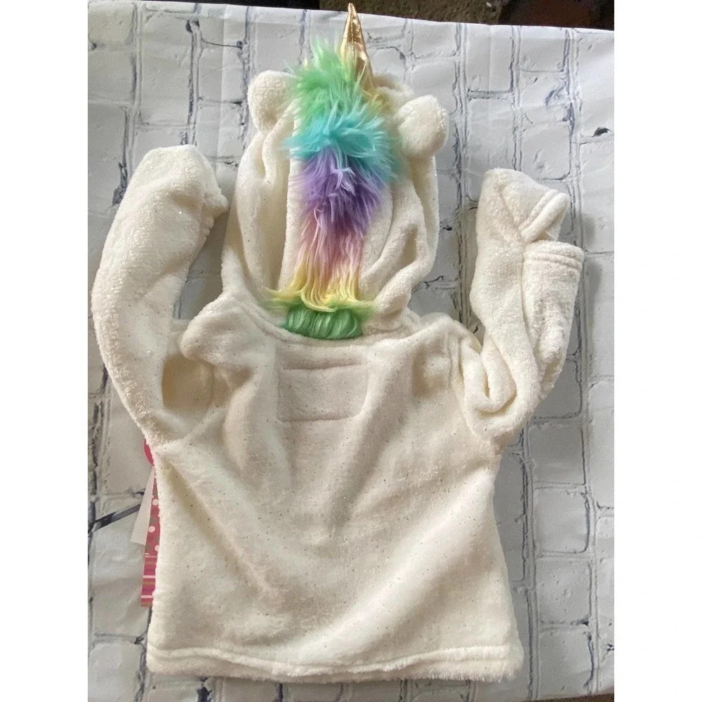 New Baby Girl Wippette Unicorn Warm Fall Sweater Jacket 3-6m Hood/Hand Covers - Picture 7 of 10